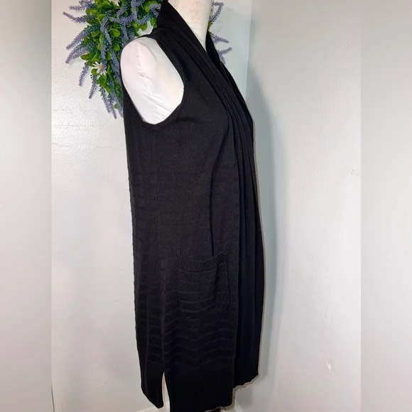 Isaac Mizrahi Live, M, sleeveless ribbed, shawl collar pocketed duster cardigan - Picture 4 of 9
